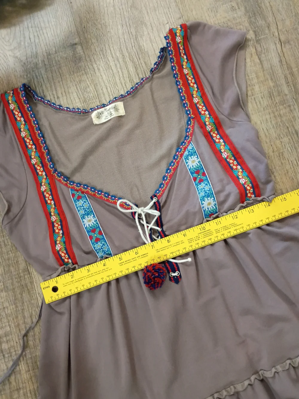 Free People Embroidered Tiered Dress L - Picture 6 of 9